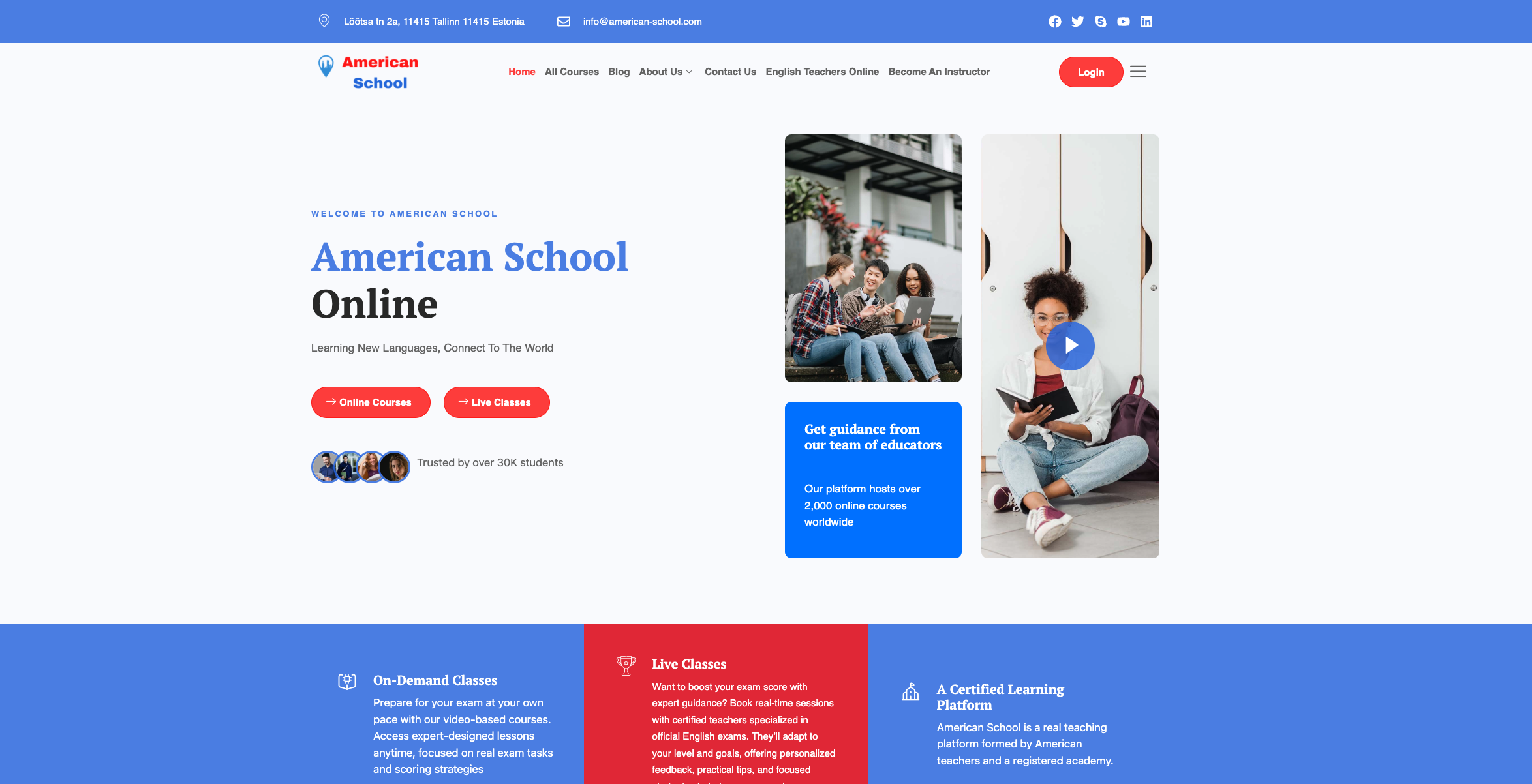 American School online English academy website