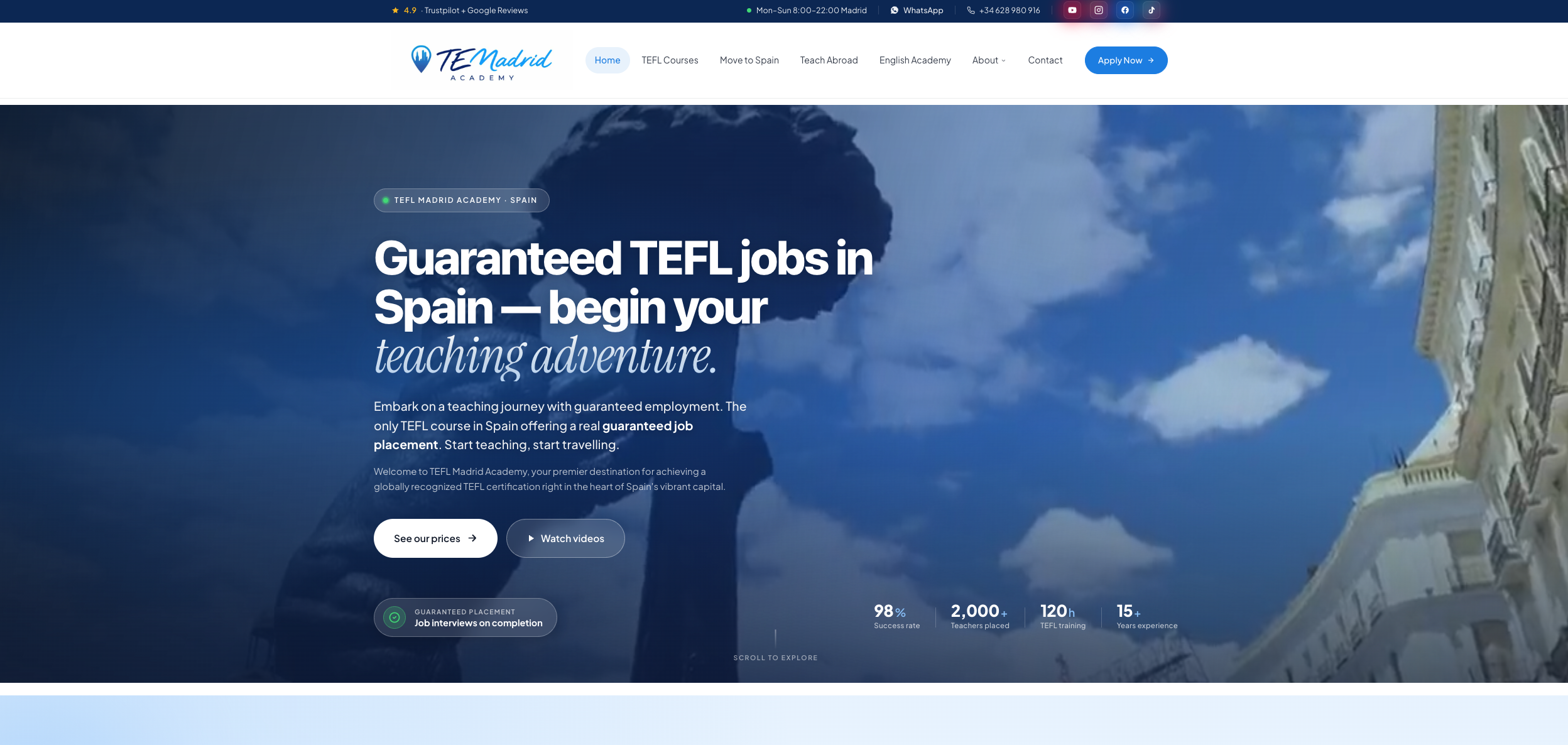 TEFL Madrid Academy website ranking on Google